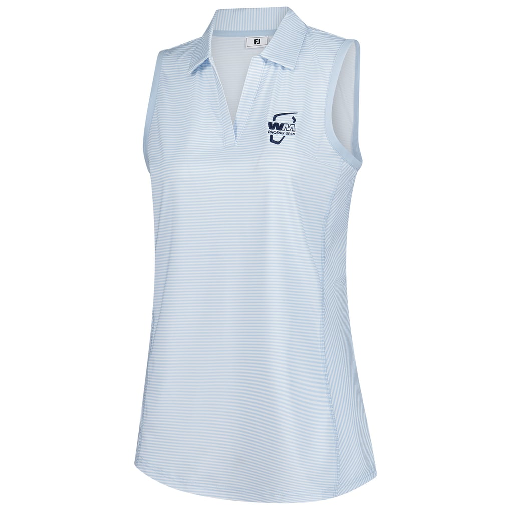  WM Phoenix Open FootJoy Women's Striped Sleeveless Polo - Light Blue
